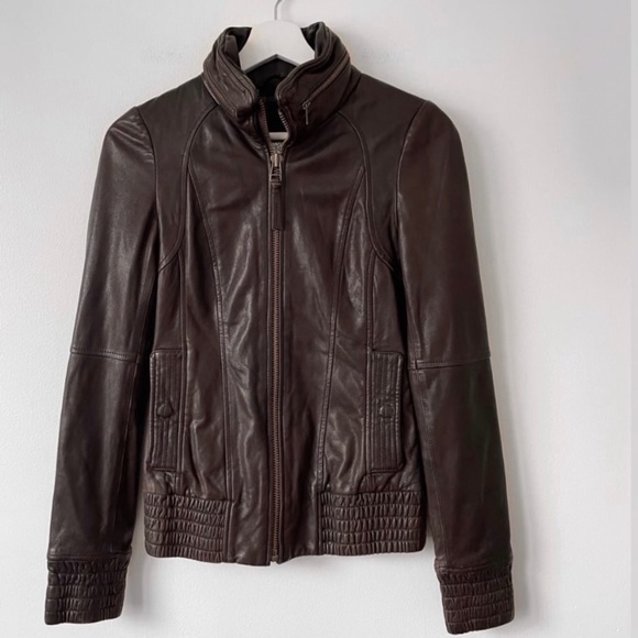 Chocolate brown Mackage x Aritzia leather jacket - Picture 1 of 1